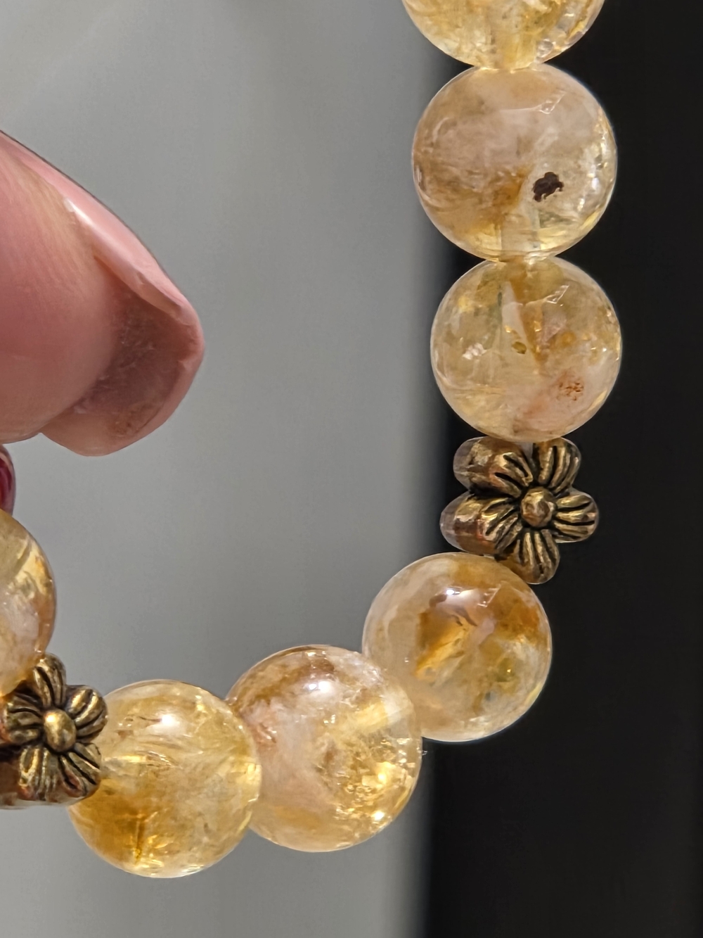 ​Genuine Hessonite Garnet Crystal Bracelet Honey Gold Aventurescence